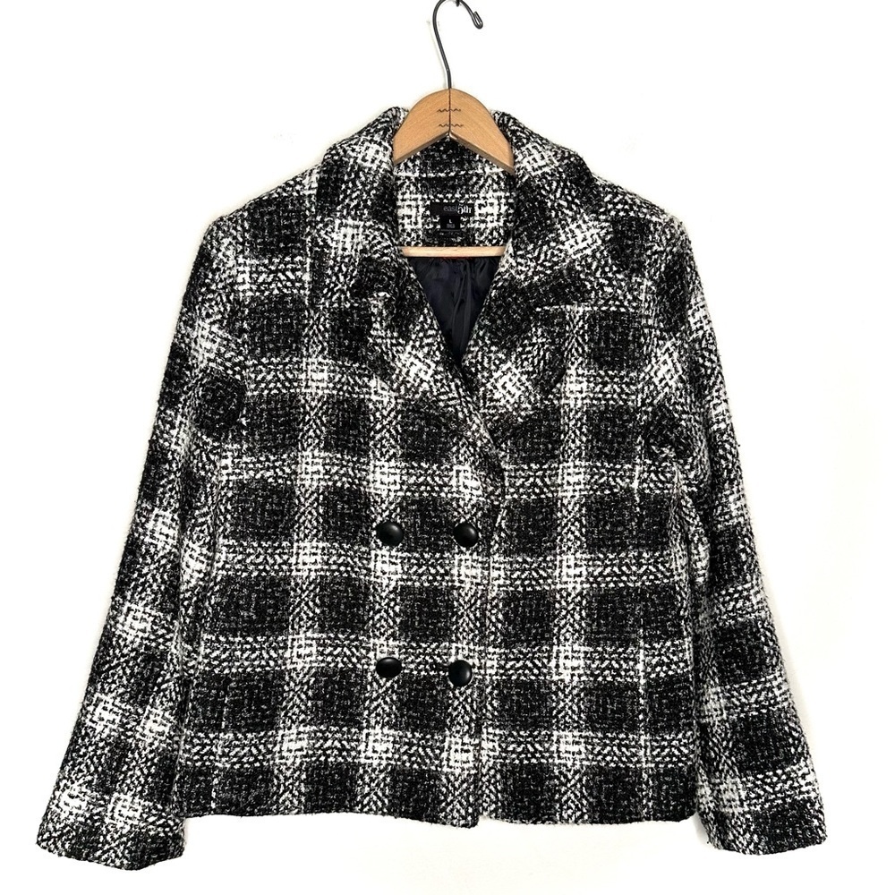 East 5th | Black and White Double Breasted Short Coat Size Large